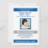 Blue Gray School Colors Then and Now Graduation Invitation (Back)
