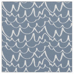 Blue Gray Scribbled Waves Fabric
