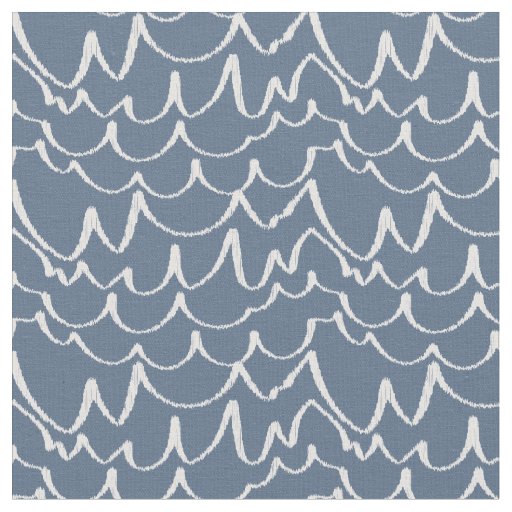 Blue Gray Scribbled Waves Fabric