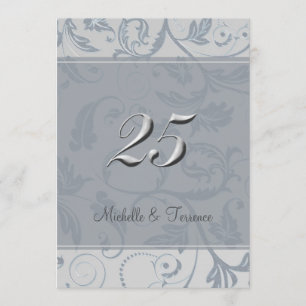 Blue Gray Silver Anniversary Party Invitation