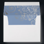 Blue & Gray Simple Elegant Filigree Wedding Envelope<br><div class="desc">This beautiful envelope is designed to compliment our Blue & Gray Wedding Invitation. Make your invites much more formal and stylish by adding a matching envelope.  The return address is fully customizable,  and the inside flap features the same silver faux foil flourish as the Invitation.</div>