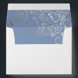 Blue & Gray Simple Elegant Filigree Wedding Envelope<br><div class="desc">This beautiful envelope is designed to compliment our Blue & Gray Wedding Invitation. Make your invites much more formal and stylish by adding a matching envelope.  The return address is fully customizable,  and the inside flap features the same silver faux foil flourish as the Invitation.</div>