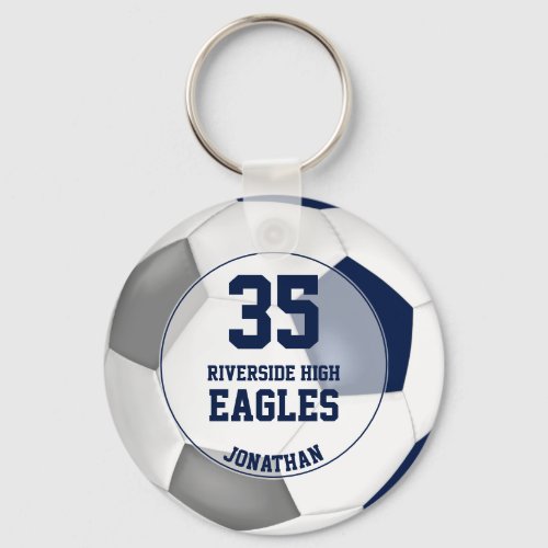 blue gray soccer ball boys team spirit keychain