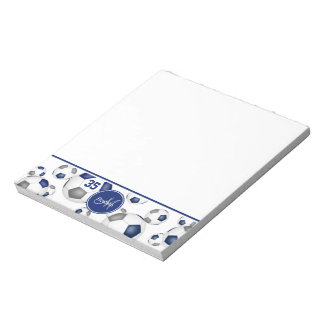 blue gray soccer balls pattern accent  notepad