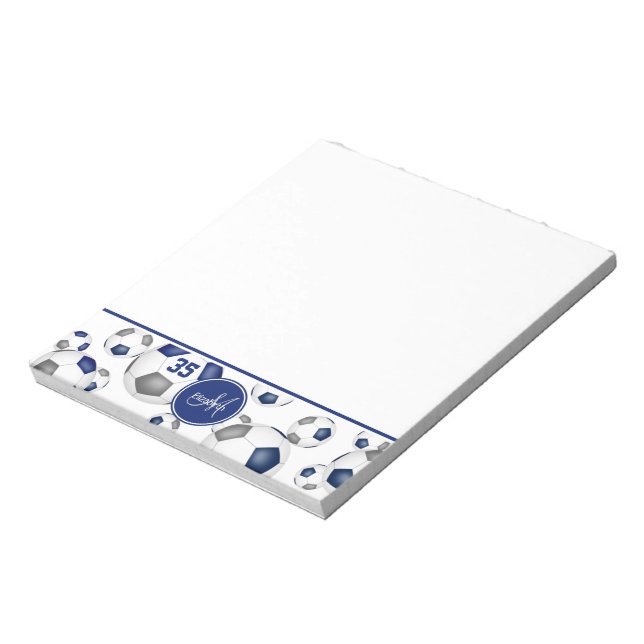 blue gray soccer balls pattern accent  notepad (Rotated)