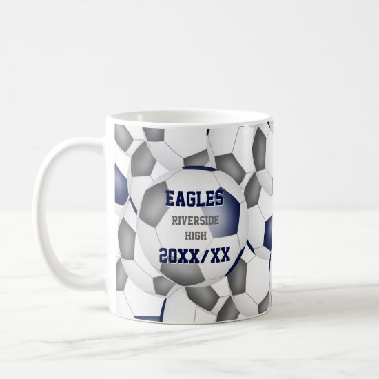blue gray soccer school team colors coach gift coffee mug