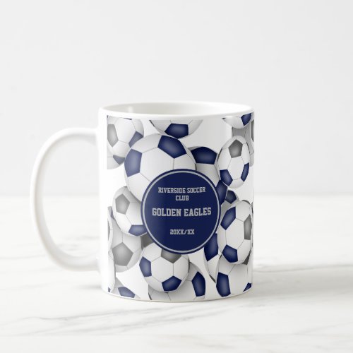 blue gray soccer team colors coach name coffee mug