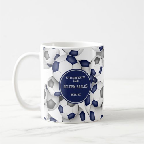 blue gray soccer team colors coach name coffee mug