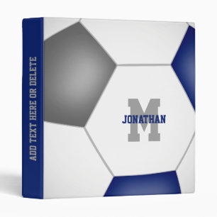 blue gray soccer team colors kids 3 ring binder
