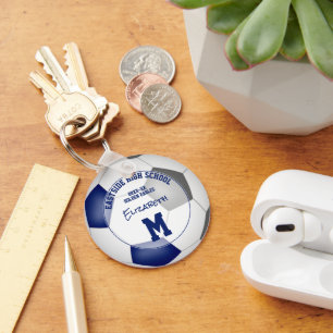 blue gray soccer team sports gifts under 10  keychain