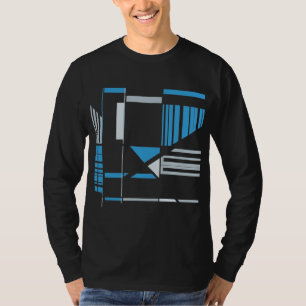 Blue Gray Southwest Art-inspired Geometric Lines T-Shirt