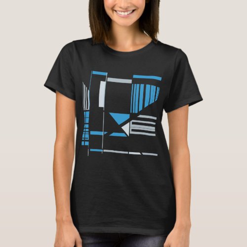 Blue Gray Southwest Art Style Lines Design T_Shirt