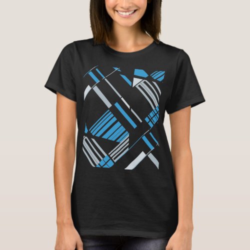 Blue Gray Southwest Diagonal Shapes Design T_Shirt