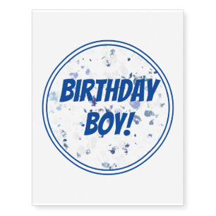 Blue Gray Splatter Birthday Boy Temporary Tattoos