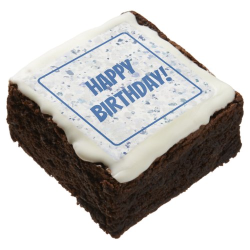 Blue Gray Splatter Happy Birthday Brownie