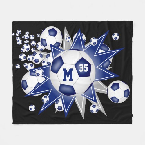 blue gray sports room decor soccer ball blowout fleece blanket