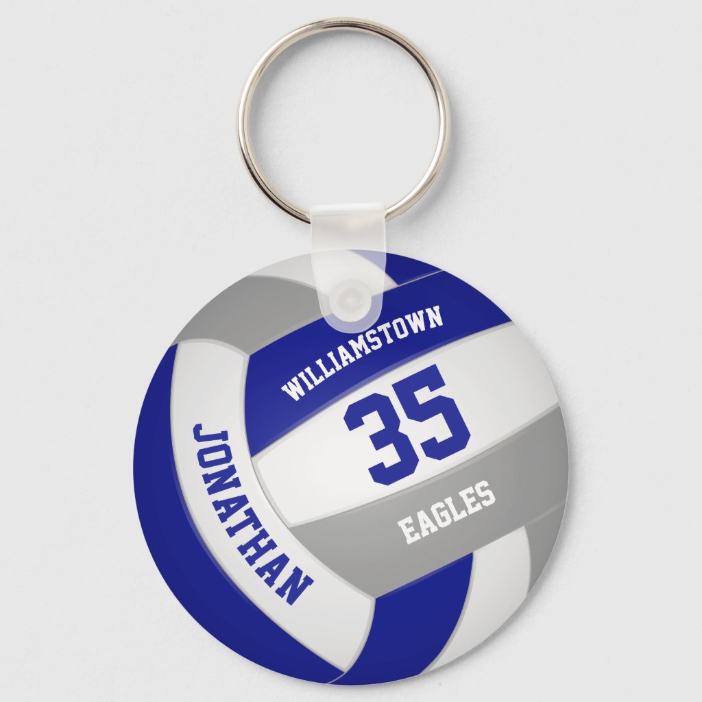 blue gray sports team colors volleyball keyring