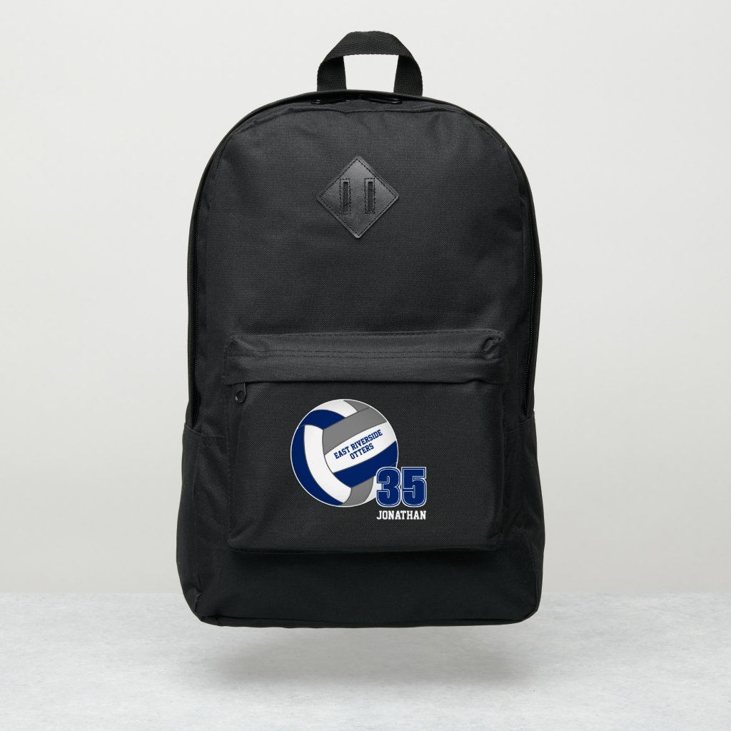 blue gray sports team colors volleyball backpack
