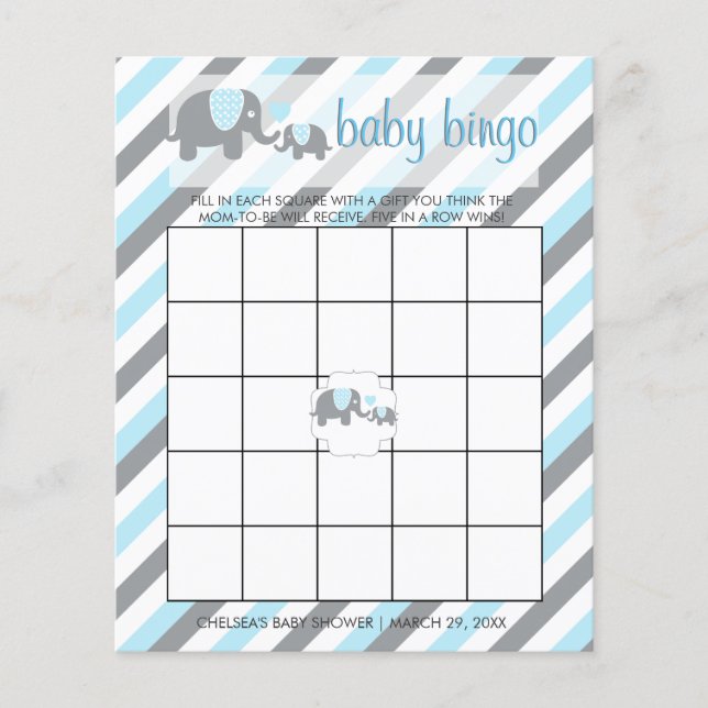 Blue & Gray Stripes Baby Elephant |  Bingo (Front)