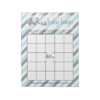 Blue & Gray Stripes Baby Elephant | Bingo Notepad