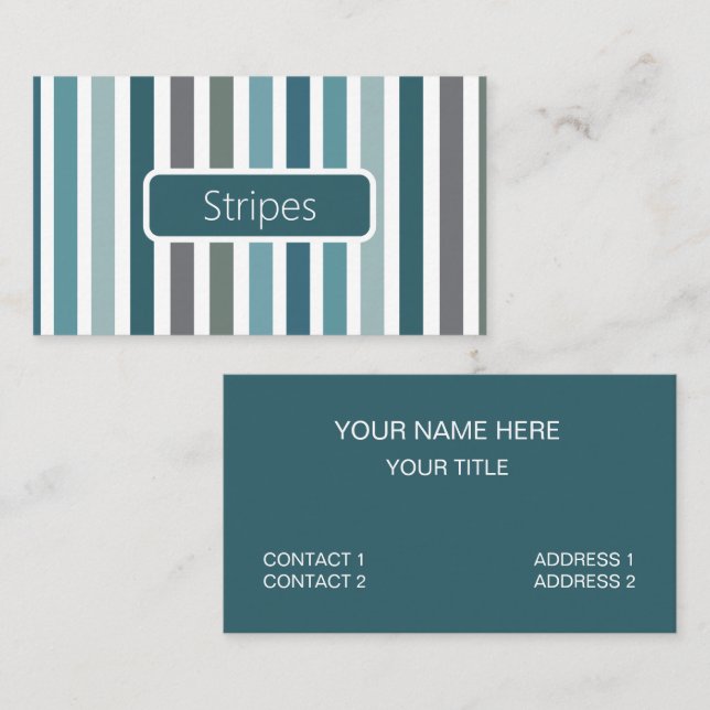 Blue Gray Stripes Business Card (Front/Back)