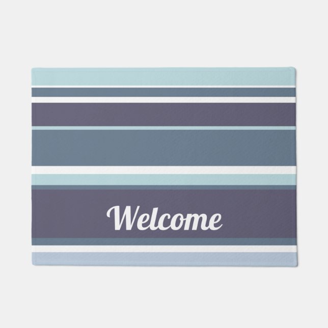 Blue-gray stripes doormat (Front)
