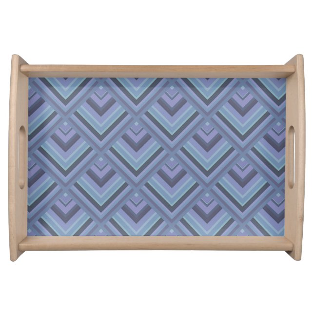 Blue-gray stripes scale pattern serving tray (Front)