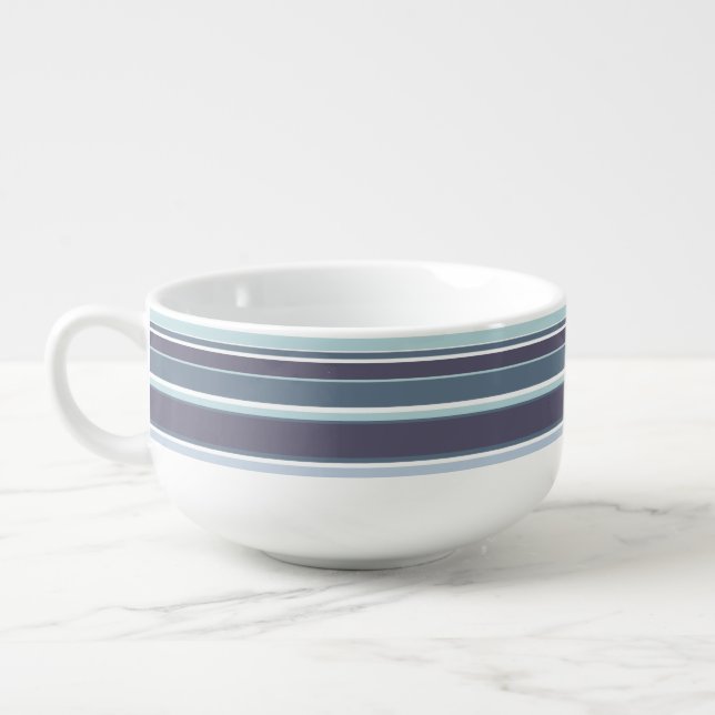 Blue-gray stripes soup mug (Right)