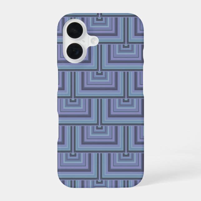 Blue-gray stripes square scales pattern iphone case (Back)