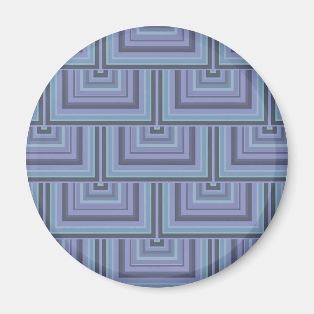 Blue-gray stripes square scales pattern magnet (Front)
