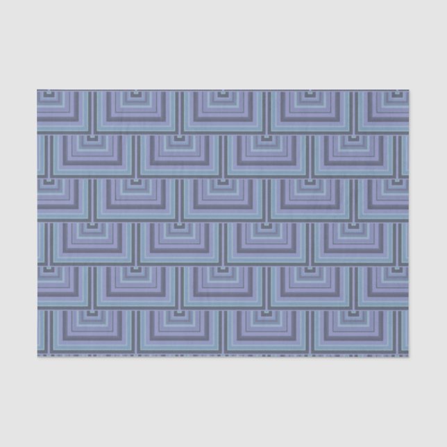 Blue-gray stripes square scales pattern tissue paper (Front)