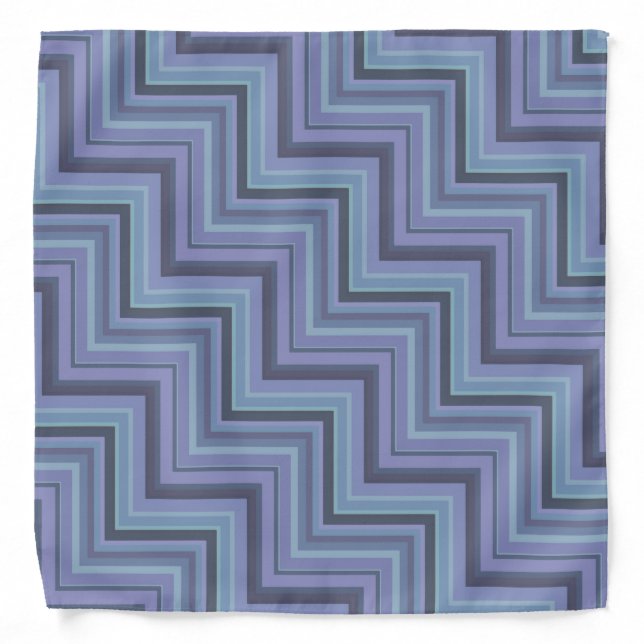 Blue-gray stripes stairs pattern bandana (Front)
