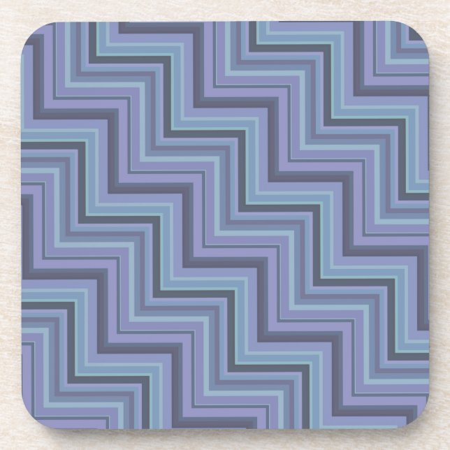 Blue-gray stripes stairs pattern beverage coaster (Front)