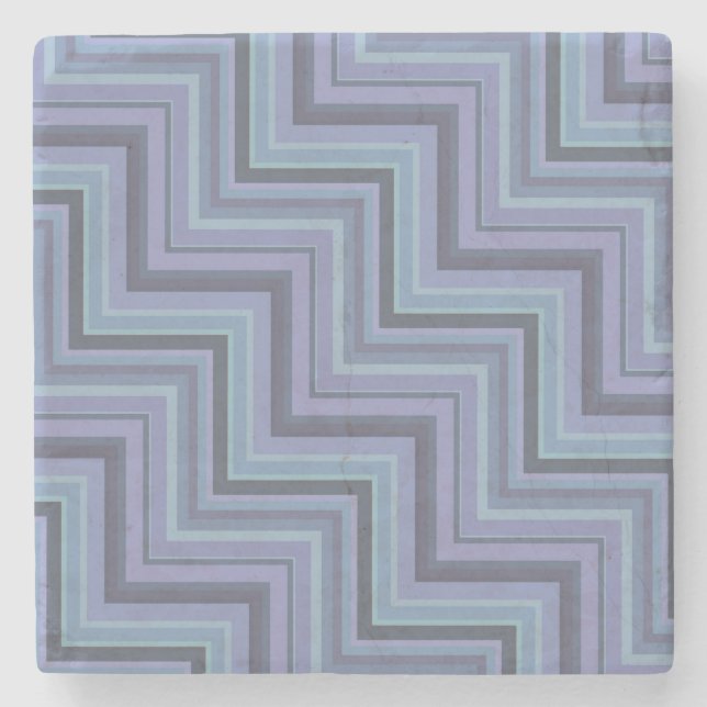 Blue-gray stripes stairs pattern stone coaster (Front)