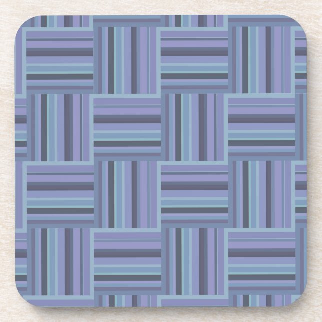 Blue-gray stripes weave pattern coaster (Front)