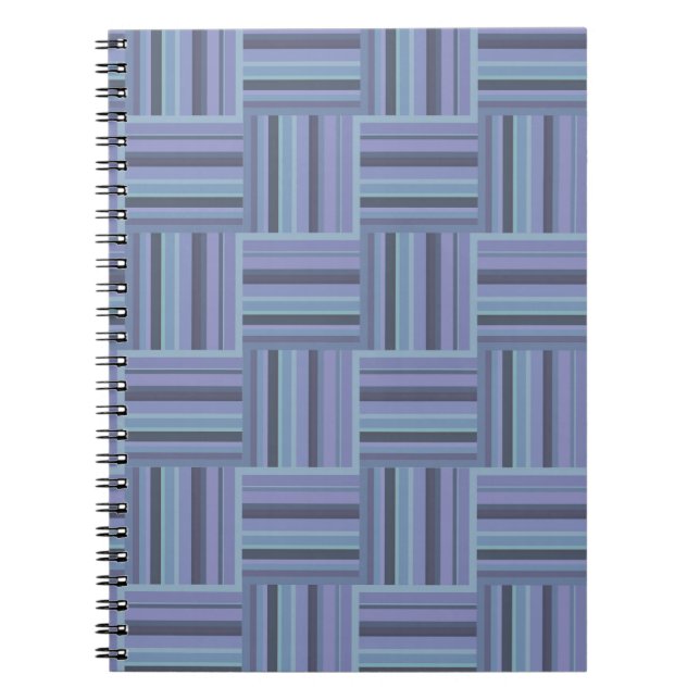 Blue-gray stripes weave pattern notebook (Front)