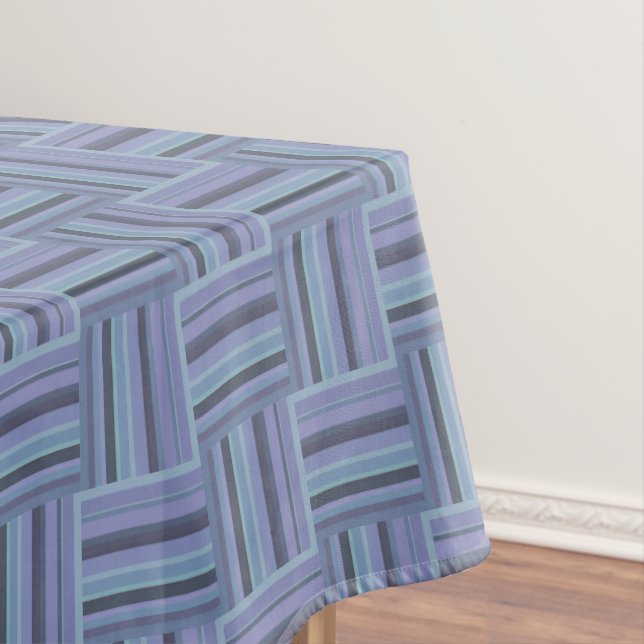 Blue-gray stripes weave pattern tablecloth (In Situ)
