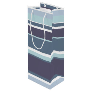 Blue-gray stripes wine gift bag