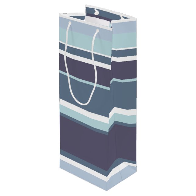 Blue-gray stripes wine gift bag (Back Angled)