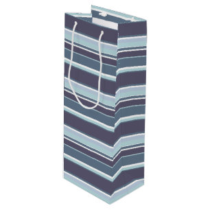 Blue-gray stripes wine gift bag