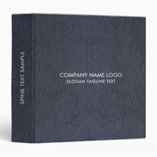 Blue Gray Suede Leather Look Embossed Flowers 3 Ring Binder