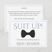 Blue & Gray Suit Up Be My Ring Bearer Fun Bow Tie