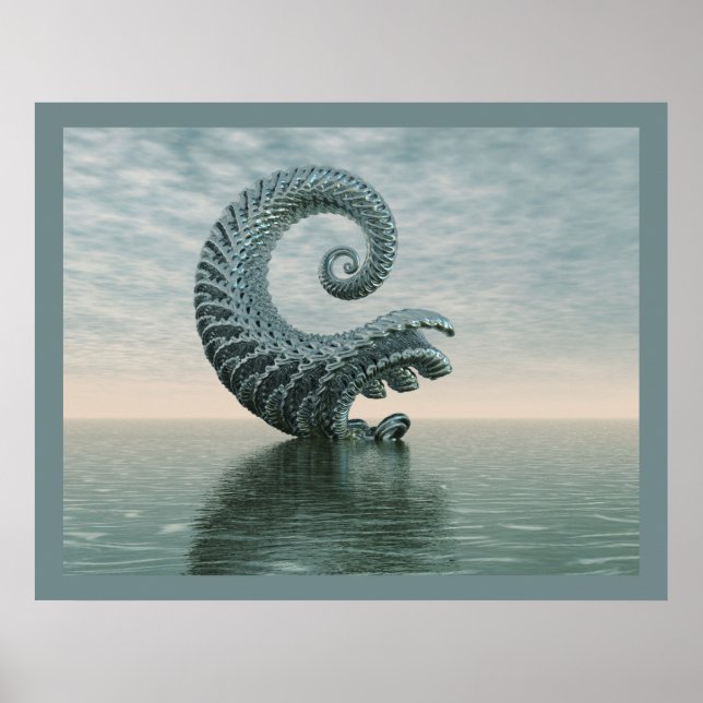 Blue-Gray Surrealistic Abstract Water Landscape Poster (Front)