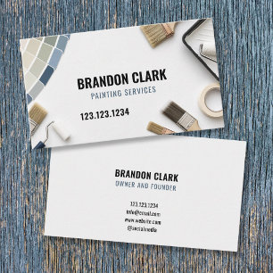 Blue Gray Swatch Fan Painter Tools Painting Business Card