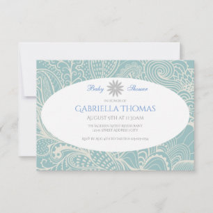 Blue/Gray Swirls - 3x5 Baby Shower Invitation