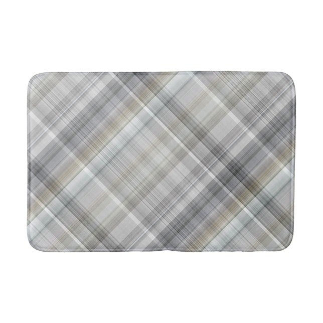 Blue/Gray/Tan Plaid Bath Mat (Front)