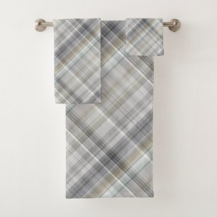 Blue/Gray/Tan Plaid Bath Towel Set