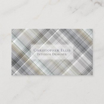 Blue/gray/tan Plaid Business Card by artNimages at Zazzle
