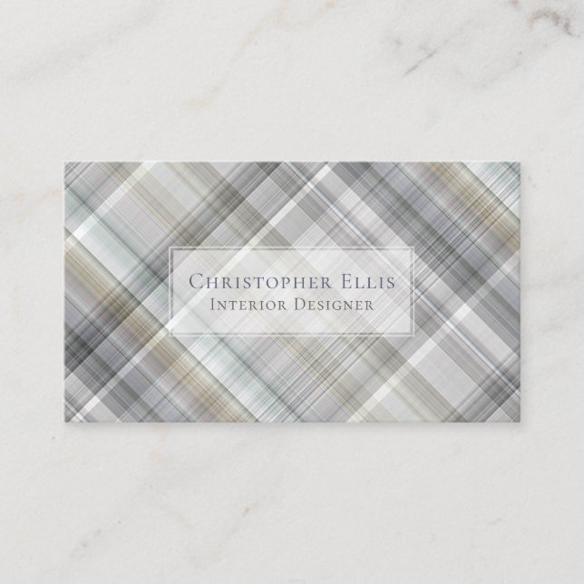 Blue/Gray/Tan Plaid Business Card (Front)