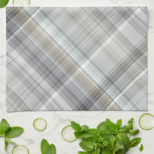 BlueGrayTan Plaid Kitchen Towel